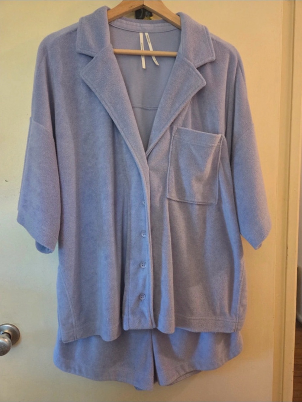 Anthropologie Lavender Short-Sleeve Fleece Pajama Set